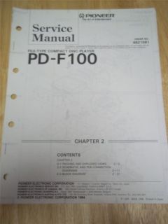 Pioneer Service Manual~PD F100 CD Compact Disc Player~Original~Repair 