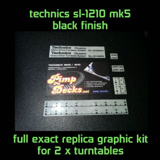   SL 1210 MK5   REPLICA GRAPHIC KIT   BLACK   CUSTOM   PIONEER CDJ DJM