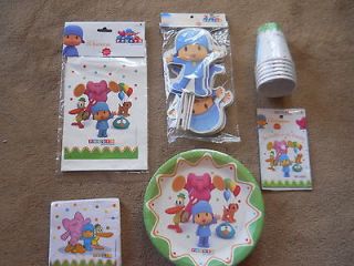 POCOYO PARTY SET INCLUDING HATS, PLATES,LOOT BAGS & MORE FOR 12 