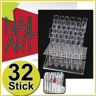 Nail Polish Nail Art 32 Stick Clear Practice Tips Rack Display / Pop 