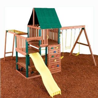 Swing Slide Fort Outdoor Play Gym Set Wooden Swing Set Kit Complete 