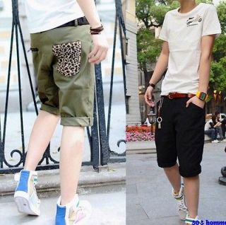 Men back leopard pocket zipper design summer shorts short pants casual 