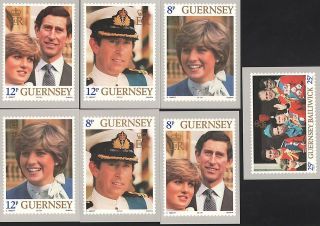 07239) PHQ Postcards Guernsey Princess Diana set of 7 Wedding 1981