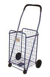 Small Single Basket Folding Cart Shopping or Laundry Black solid tires 