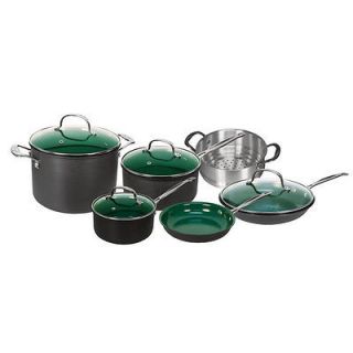 OrGREENic Non Stick Cookware Pan Set   10 Pices   Porcelain Ceramic 