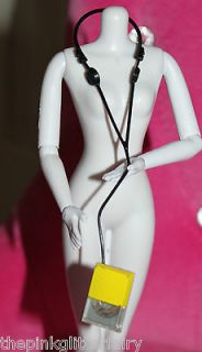 Barbie DOLL SIZE yellow black sparkle portable cd player + headphones 