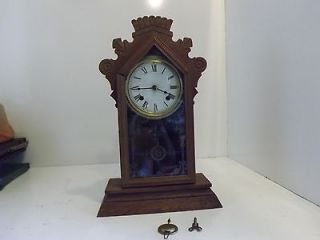 Vintage Ansonia Clock Mantel Wood Shelf