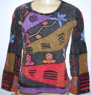   NEPAL Womens Cotton FLOWER POWER Hippie LONG SLEEVE Shirt