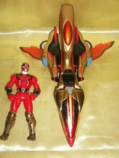 Red Power Rangers Bandai 2001 Time Force Vehicle W/ Red/Gold Strata 