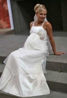   24 Long Romantic Sweet white maternity wedding dress with bow NWT