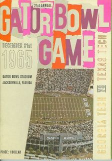   1965 Texas Tech vs Georgia Tech Gator Bowl Football Program em/nm f10