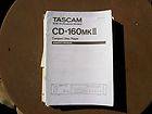 TASCAM PROFESSIONAL CD 160MKII CD PLAYER OWNERS MANUAL  not a copy 