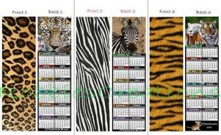 Calendar 2013 TIGER Leopard ZEBRA Cheetah PRINT BOOKMARK Jungle Cat 