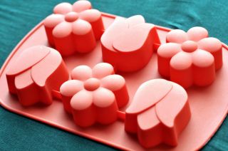 Flexible Silicone Silicon Soap Molds Cake Molds Pudding   2x3 flowers