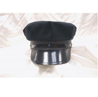 Black Cotton Chauffeur Police Hat Cap Costume Accessory New