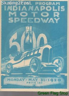 1920 Indianapolis 500 Program Gaston Chevrolet Indy 500
