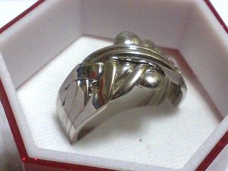   White Gold   6 Band Turkish Puzzle Ring   Half Sizes also Available