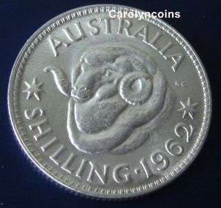   One Shilling Australian Predecimal Coin 50% Silver Queen Elizabeth II
