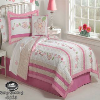   Kid Pink Flower Quilt Bedding Bed Set For Twin Full Queen Size