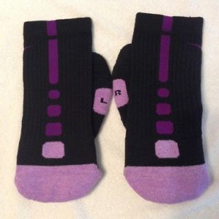 Custom Nike Elite Basketball Socks Black with Purple Stripes Size 