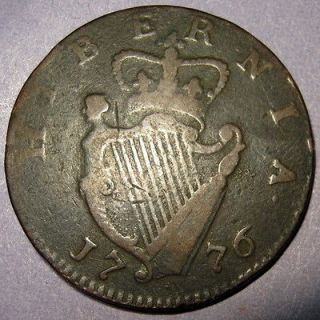 Magic Key Date 1776 Colonial Irish Copper Halfpenny, date of 