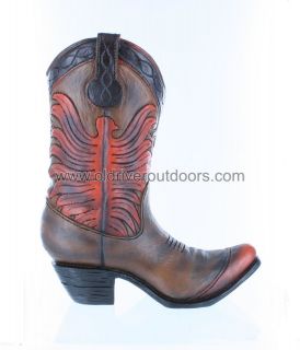LARGE Cowboy Boot Vase   Side Eagle Pattern   Western / Ranch 
