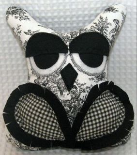 Owl Pillow Black White Toile Gingham Christmas Gift
