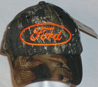   Camouflage Florescent Orange FORD Ball Cap Trucker Hat Hunting Camo