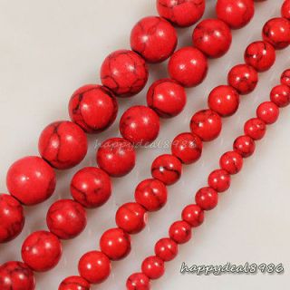 Gorgeous Red Turquoise Round Ball Loose Beads 15.5 4mm,6mm,8mm,10 