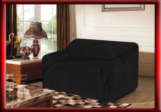 Micro Suede Heavy Duty Sofa/Couch Cover Slipcover Black