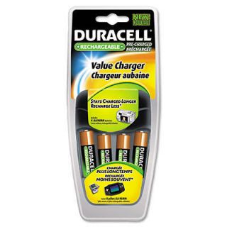   Value Charger, 4 Pre Charged Rechargeable AA NiMH Batteries DURCEF14NC