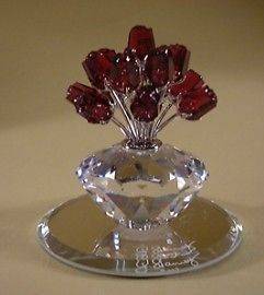 Swarovski vase with crystal vase and dozen of red roses Collectable 