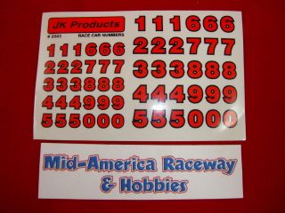 JK Red Race numbers sticker set