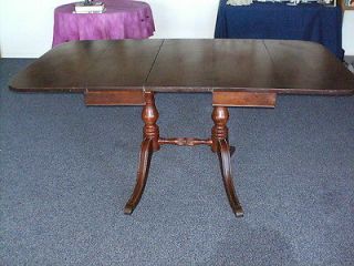 Vintage Duncan Phyfe Two Pedestal Mahogany Table with one leaf