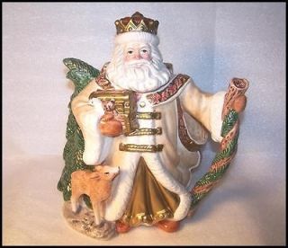 1995 Fitz & Floyd King Wenceslas Teapot Omnibus Santa & Deer