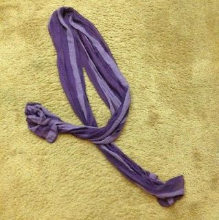 Purple Striped Thin Scarf Made Nylon Material