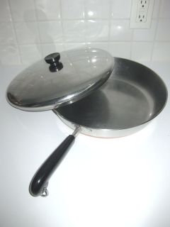 Revere Ware 12 Skillet Fry Pan Copper Bottom w/ Lid Made in USA