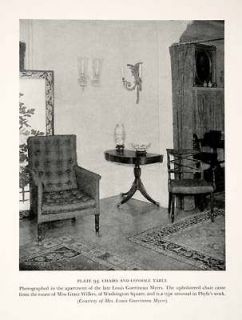 1939 Print Duncan Phyfe Furniture Interior Design Chairs Console Table 