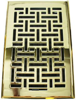 Wicker Floor Register Polished Brass  (Choose from 10 Sizes Available)