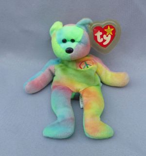 Ty Beanie Baby Tye Dyed 1996 Peace Bear