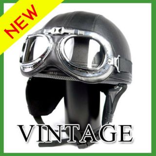 Vintage motorcycle goggles helmet retro Large Black