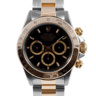  Rolex Cosmograph Daytona Two Tone Watch 16523 Black Dial Oyster Band