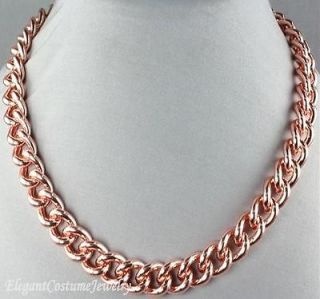   ROSE GOLD 20 Chunky Curb Link Chain Necklace Elegant Costume Jewelry