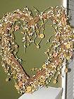 Heart Shaped Twig Wreath White Light Green Pink Pip Berry Wooden 