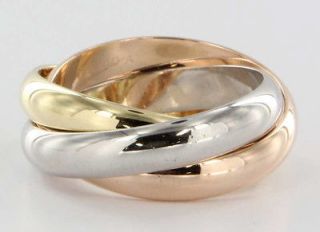   Designer Cartier Trinity Rolling Tri 18k Gold Wedding Ring Band Mens
