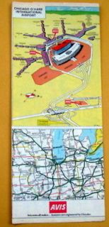 1977 AVIS CAR RENTAL MAP OF CHICAGO AND VICINITY