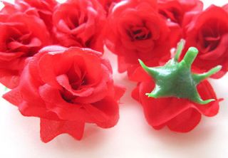 12X Red Bloom II Roses Artificial Silk Flower Heads Wedding decoration 