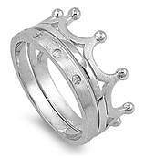   Sterling Silver Royal Queen Princess Crown Tiara Clear CZ Ring Size 4