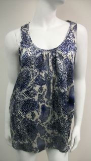 Karlie Blue Gray snake print tank top NEW NWT Size M L Style T5428 