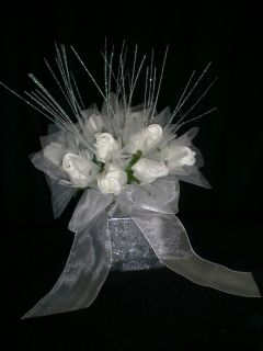 Wedding table centrepiece Rose shimmer in white or ivory and mix of 